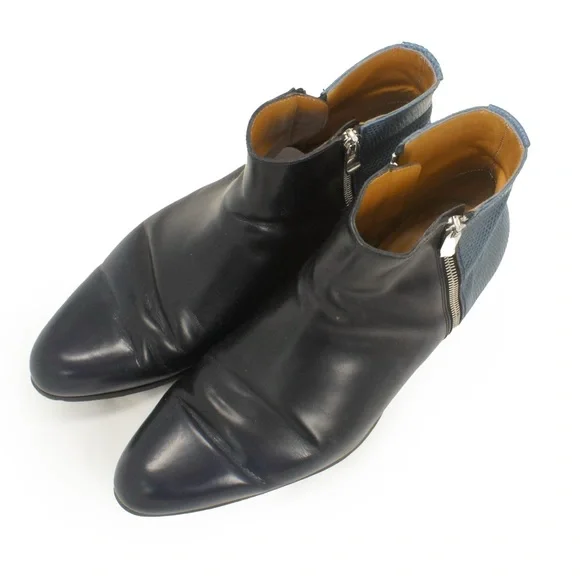 Balenciaga Side Zip Cowhide Leather Blue Python Zip Up Boots - Picture 7 of 10